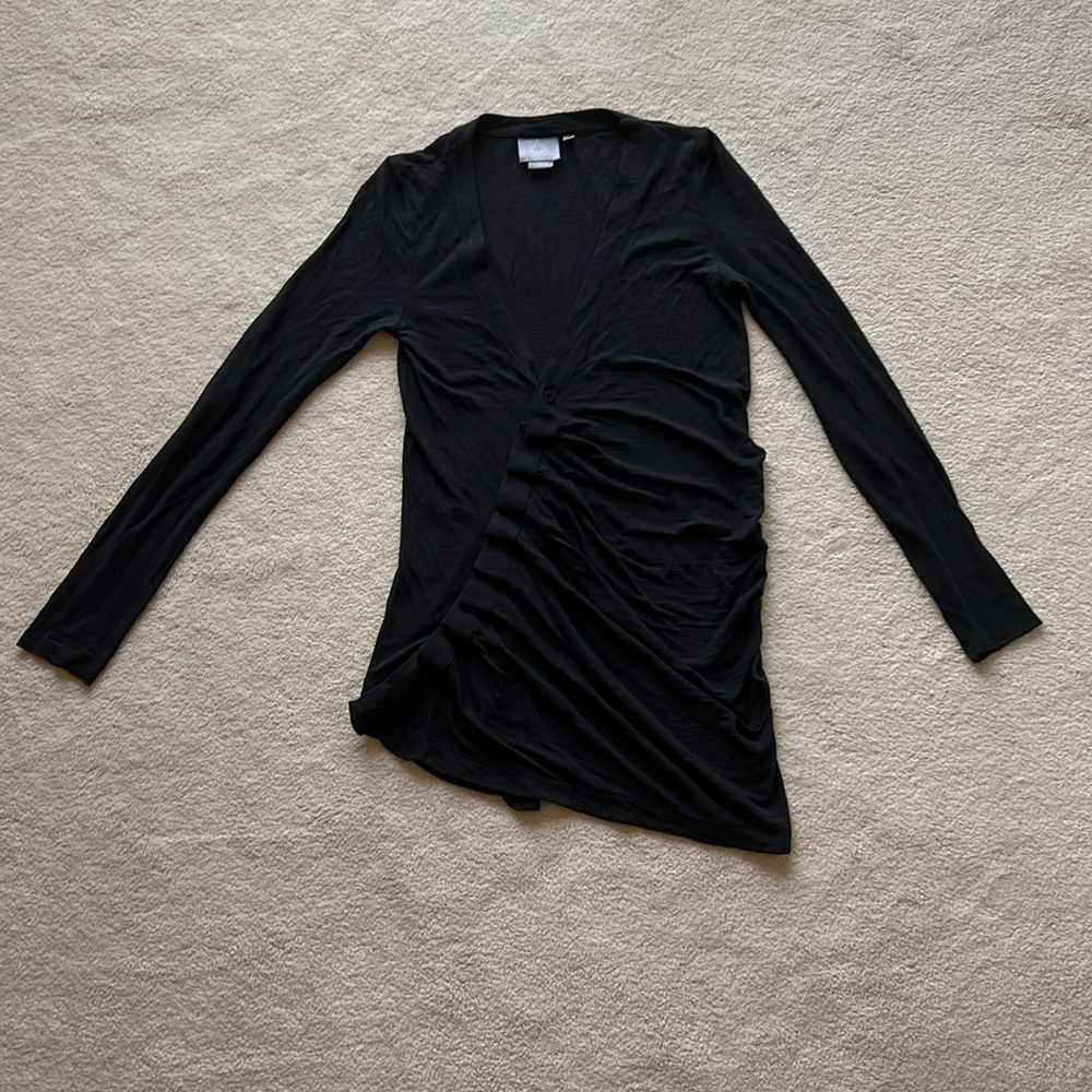 Women’s Vanessa Virginia Size S button up top with asymmetric drape front